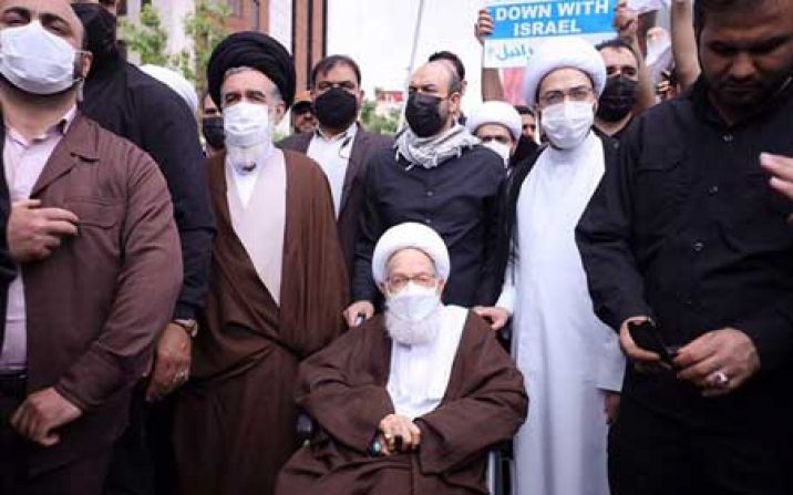 حضور شیخ عیسی قاسم در راهپیمایی روز قدس در قم حضور شیخ عیسی قاسم در راهپیمایی روز قدس در قم